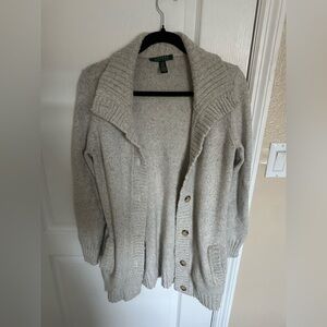 Lauren Ralph Lauren Knit Button Cardigan — Cream — Size Medium